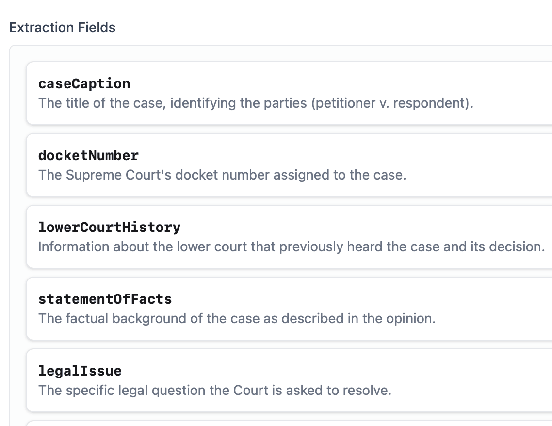 Configured key fields to extract