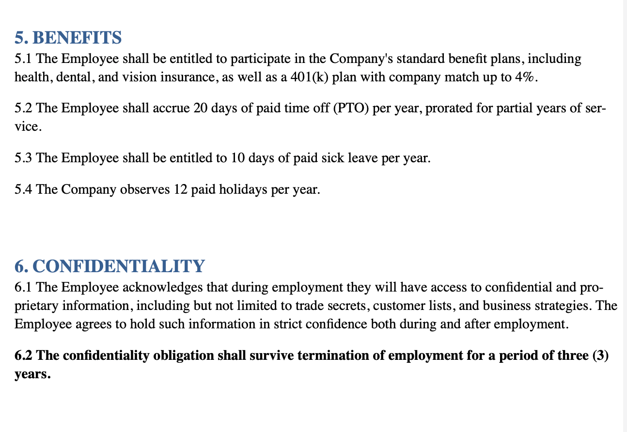 Original English contract paragraphs before translation